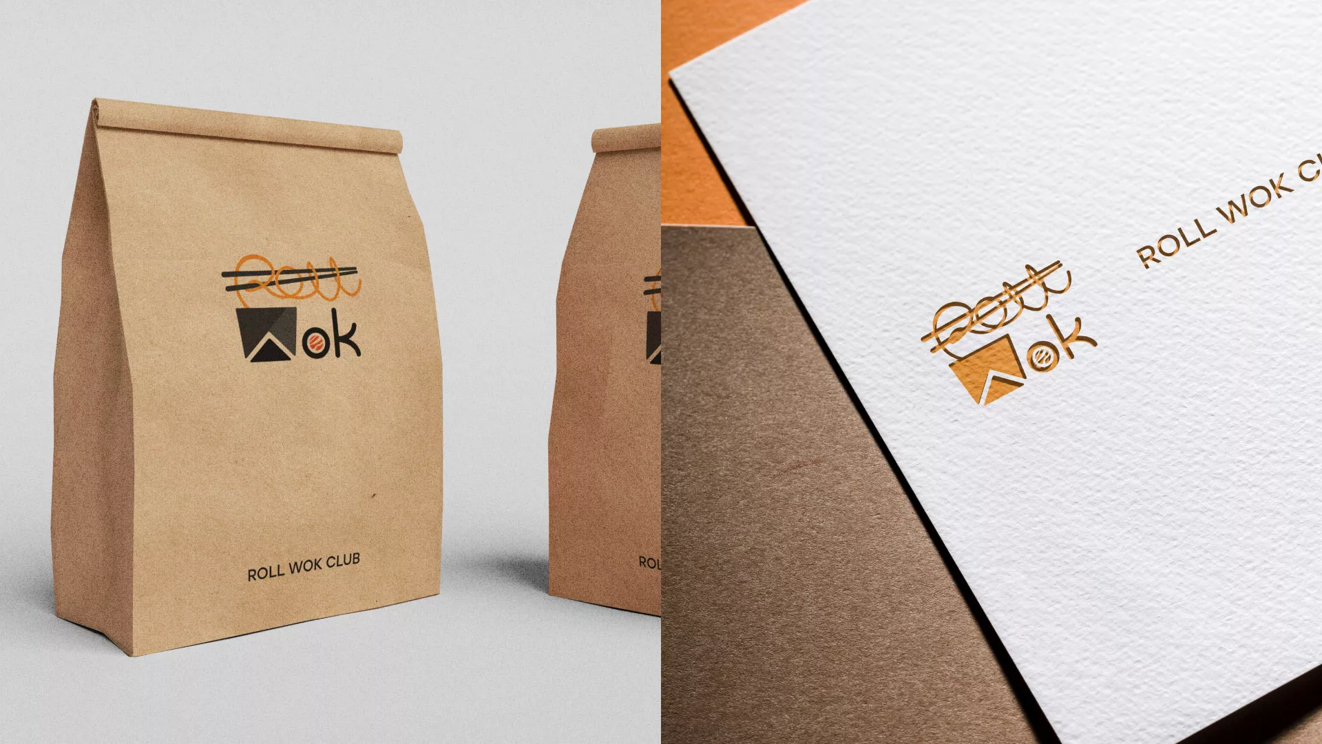 Разработка логотипа суши-бара «Roll Wok Club» в Ельне